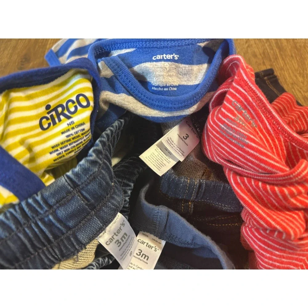 Baby Boy 3 Months Outfits Jeans Pants Long Sleeved Bodysuits Shirts Clothes Lot - Picture 11 of 13